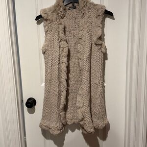 Women's Beige Faux Fur Vest